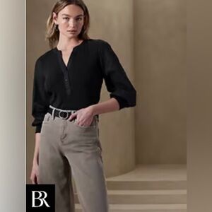 Banana republic puff sleeve shirt [NEW], Black, XS